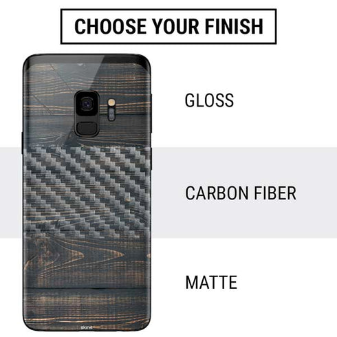 Black Painted Wood Galaxy S9 Skin
